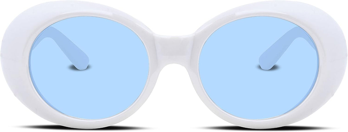 ÉÌƷͼƬ 84 | B074H8KFSZ | FEISEDY Sunglasses White Oval Clout Goggles for Women Men Retro Round Trendy Rimmed Clueless Costume Frame B2253