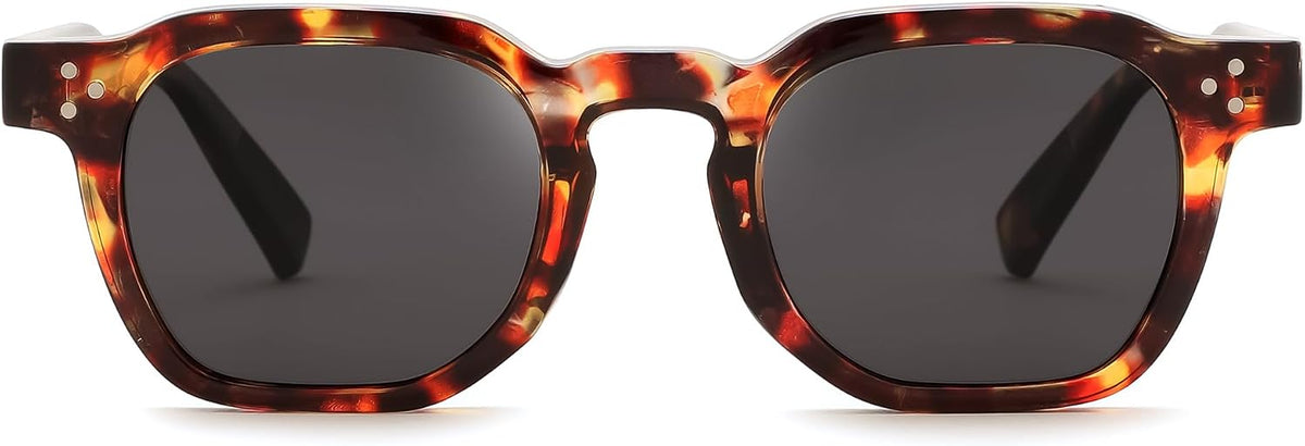Tortoise Frame Grey Lens / 45 Millimeters | B0H8396BH4 | FEISEDY Retro Thick Polarized Square Sunglasses for Women Men B0458
