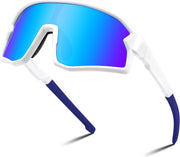 White Frame Blue Mirrored Lens / Small | B0D73H2VHT | FEISEDY Kids Sunglasses Polarized Youth Baseball Sunglasses Sports Cycling Glasses for Boys Girls Age 4-8 B0183