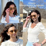ÉÌƷͼƬ 45 | B09KV1MSHN | FEISEDY Aviator Sunglasses For Women Men Square Chunky Trendy Eyewear B2846
