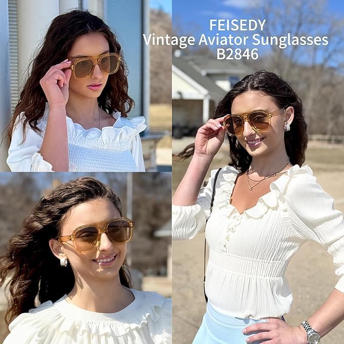 ÉÌƷͼƬ 45 | B09KV1MSHN | FEISEDY Aviator Sunglasses For Women Men Square Chunky Trendy Eyewear B2846