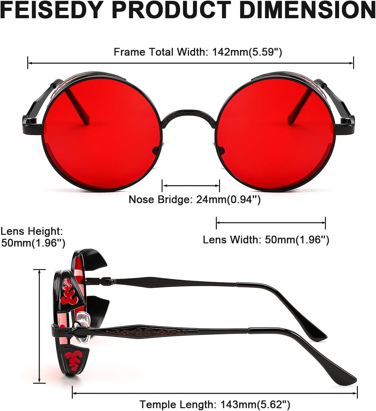 ÉÌƷͼƬ 5 | B0CHLX78KB | FEISEDY Retro Steampunk Sunglasses for Men Women, Round Metal Frame Gothic Vintage Style B2820