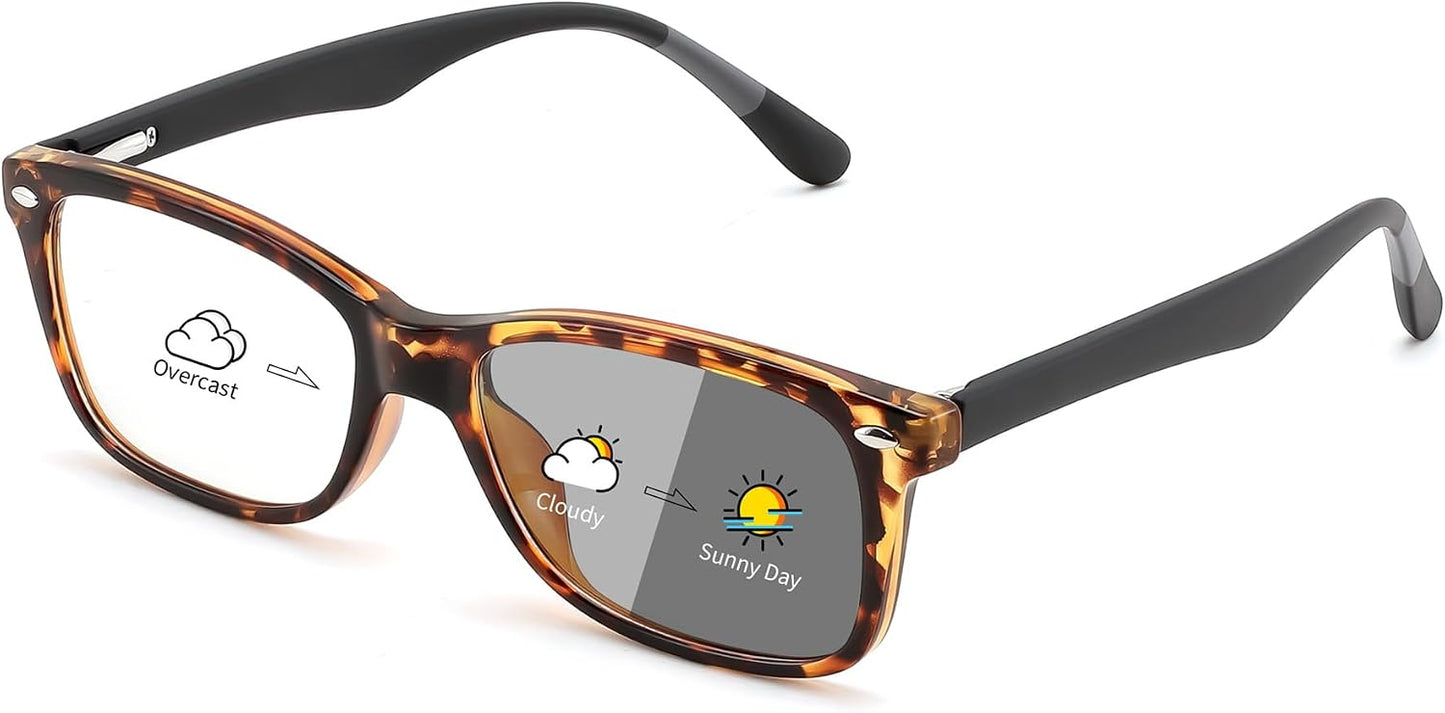 Tortoise / 53 Millimeters | B0GKNHXXWN | FEISEDY Blue Light Blocking Photochromic Glasses UV400 Protection B1264