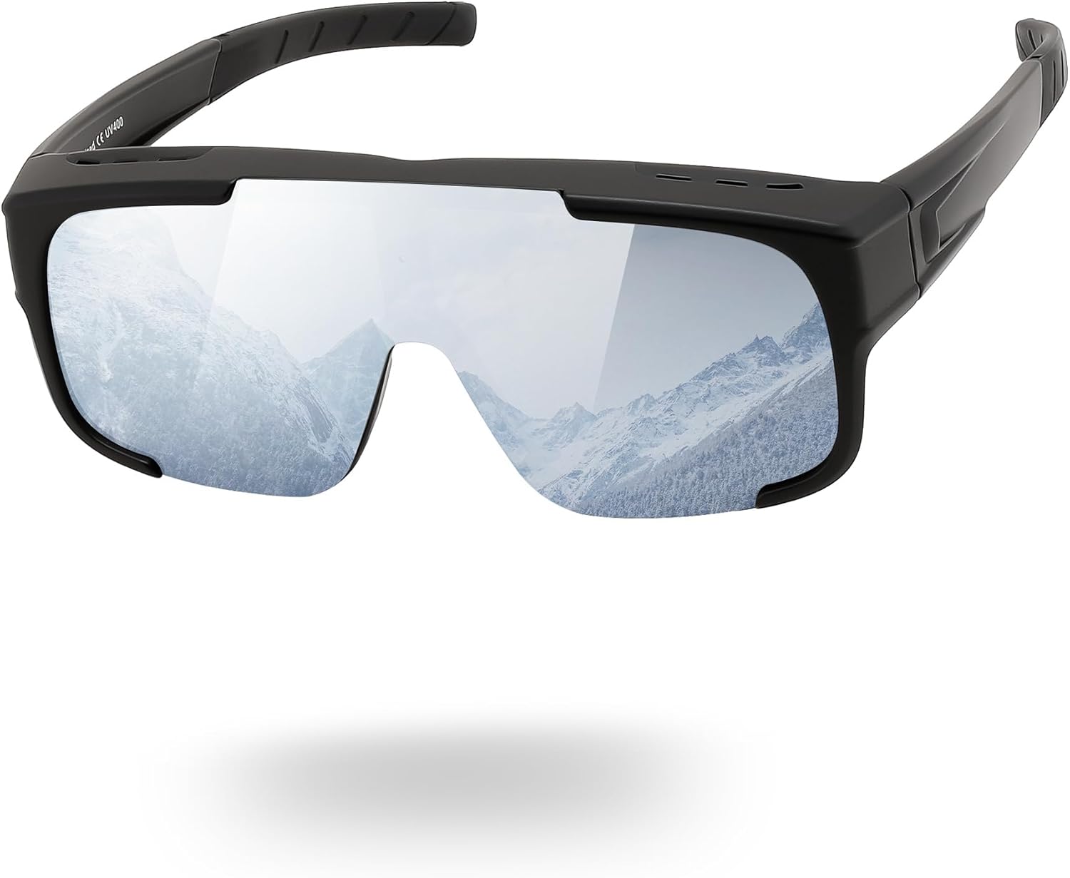 03 Black Frame/Silver Mirrored Lens / Large | B0FY34FPGY | FEISEDY Polarized Fit Over Glasses Sunglasses for Men Women, Sports Wrap Around for Driving Cycling Fishing B0315
