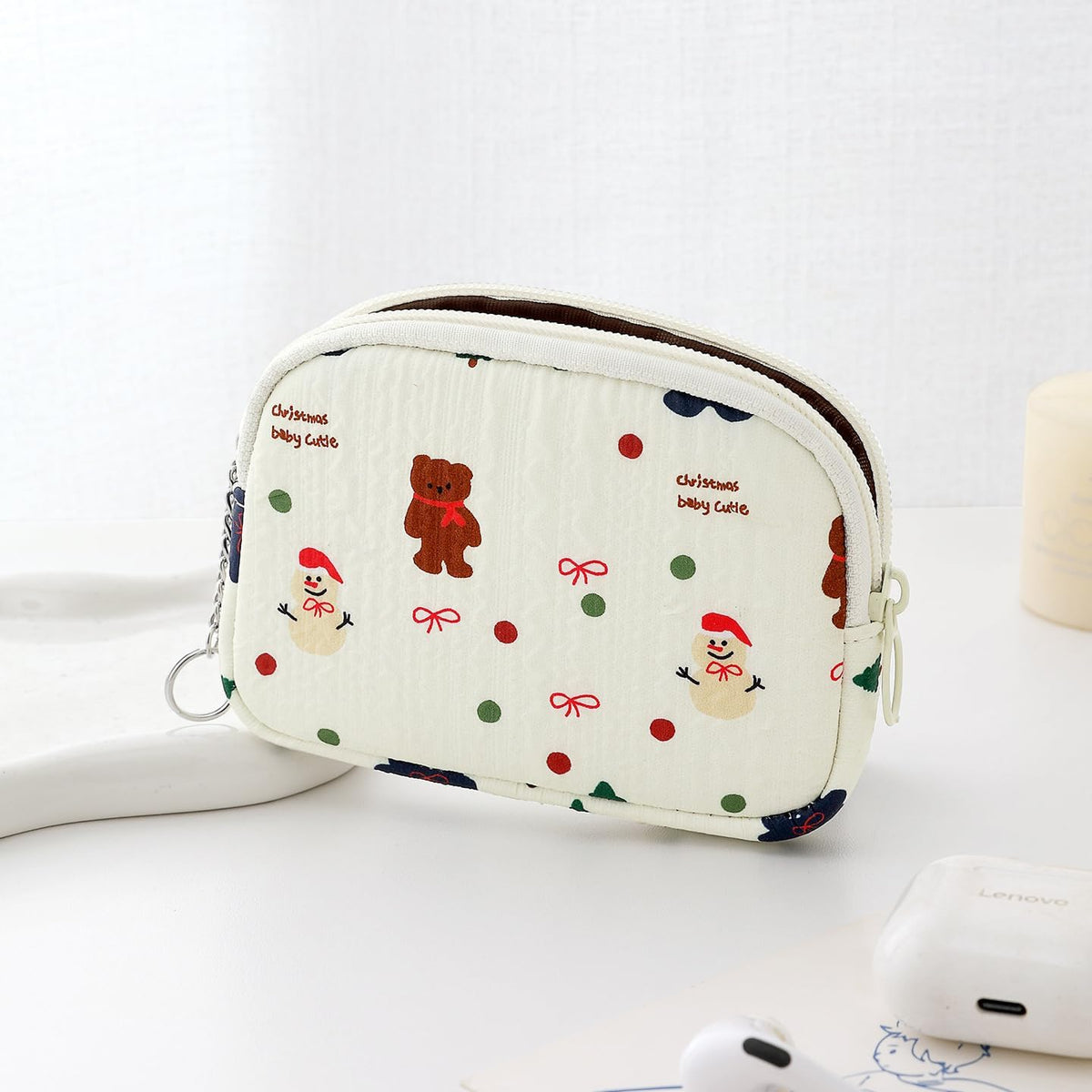 商品图片 6 | B0FLV7YY4L | Cute Wallet for Women Small Pouch Quilted Gift Bag Travel Zipper Organizer for Makeup, Jewelry, Cash, ID Card, Women's Purse Accessory