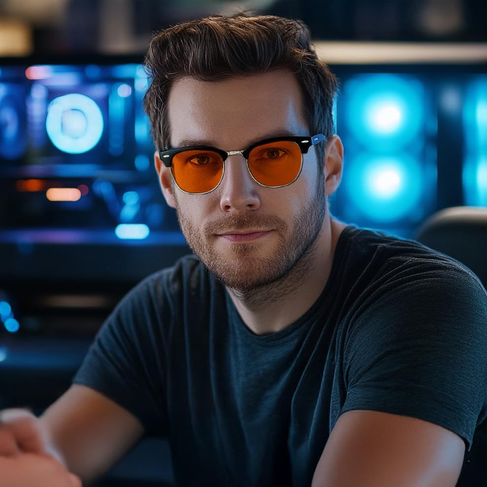 ÉÌƷͼƬ 43 | B0FQ5DRDJG | FEISEDY Orange Blue Light Blocking Glasses for Woman Men Amber Lenses Computer Gaming Glasses for Better Sleep