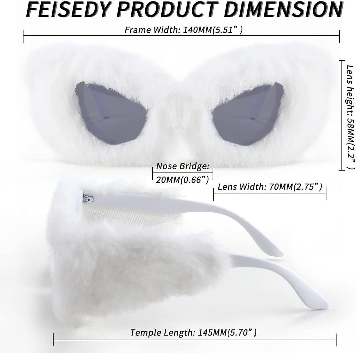 ÉÌƷͼƬ 118 | B09PN9V5N6 | FEISEDY Sunglasses Women Plush Fuzzy Soft Velvet Party Masquerade B2877