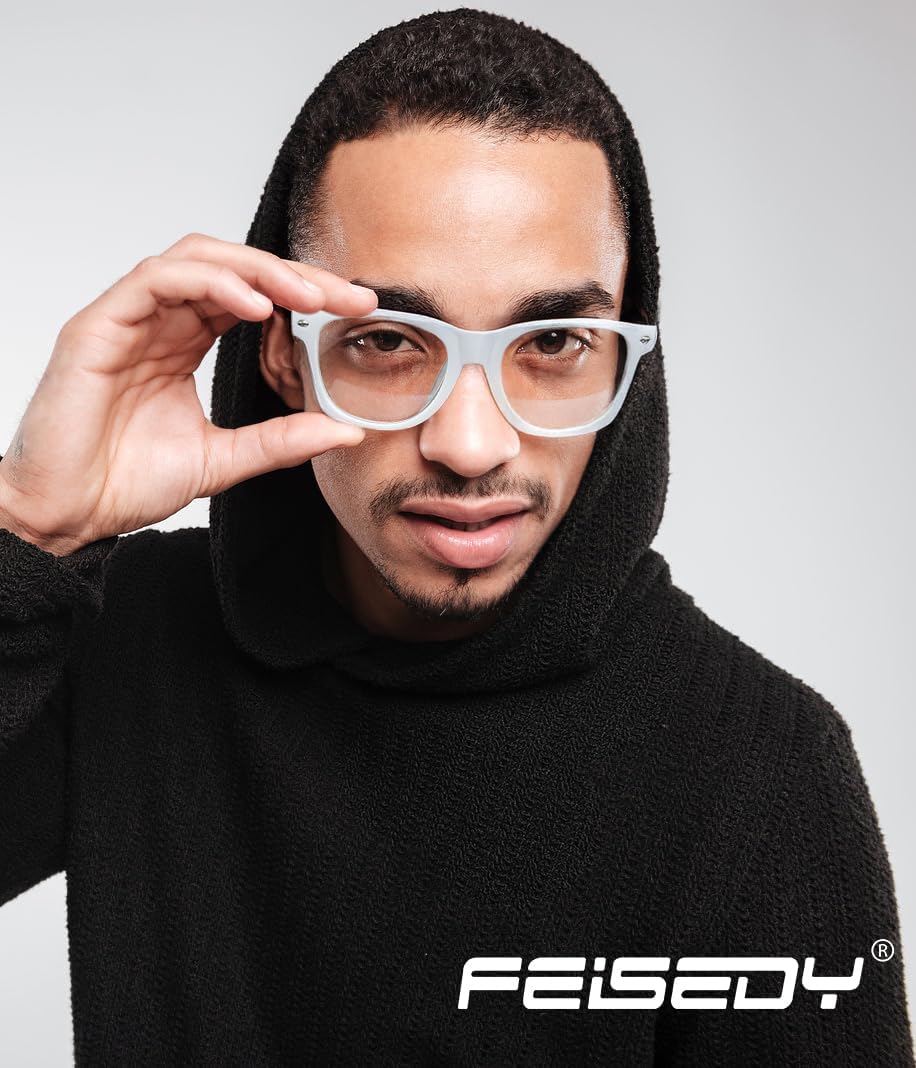 商品图片 15 | B0DSPKNSFY | FEISEDY Classic Square Eyewear Frame Clear Lens Retro Nerd Fake Glasses for Men Women Cosplay Costume Eyeglasses B0276