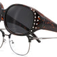 Tortoise/Gradient Brown / 61 Millimeters | B0GRVMNFXS | FEISEDY Women's Polarized Wrap-Around Fit Over Sunglasses with Rhinestones, Anti-Glare Driving Sun Glasses B0362