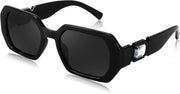 Black / 53 Millimeters | B0CNPQGQRW | FEISEDY Retro Rectangle Sunglasses for Women Men Classic Square Rhinestone Frame Sun Glasses Polygon Designer UV400 B0047