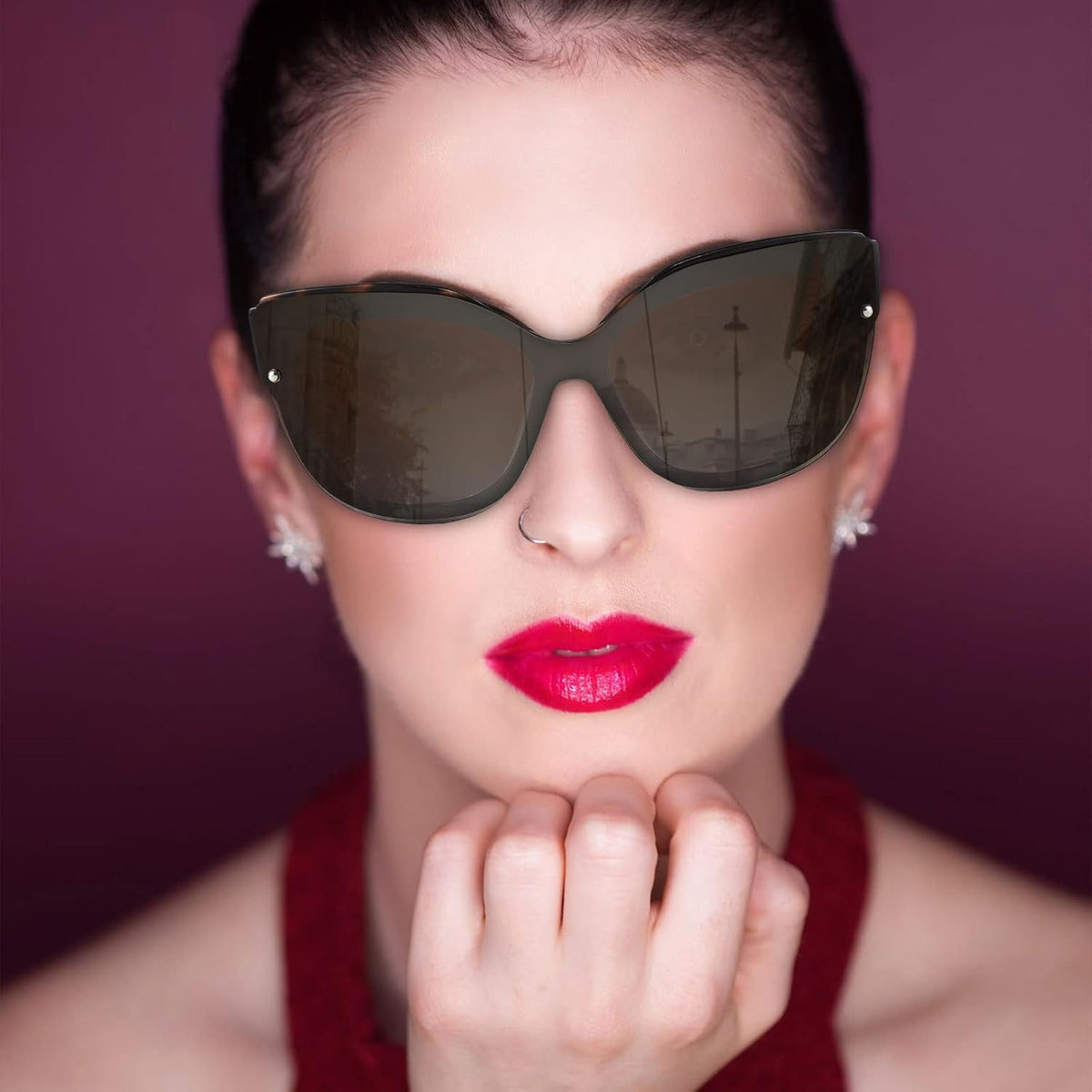 ÉÌƷͼƬ 42 | B09LTWN7GK | FEISEDY Cat Eye Sunglasses Polarized for Women Men£¬Rimless Mirrored Sunglasses, Oversized, Trendy Retro Sun Glasses B2796
