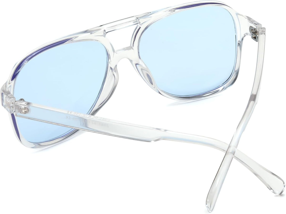 ÉÌƷͼƬ 57 | B0CB543WBD | FEISEDY Vintage Retro 70s Plastic Aviator Sunglasses Women Men Classic Large Squared Frame B2751
