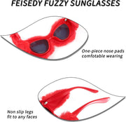 ÉÌƷͼƬ 18 | B09PN9V5N6 | FEISEDY Sunglasses Women Plush Fuzzy Soft Velvet Party Masquerade B2877