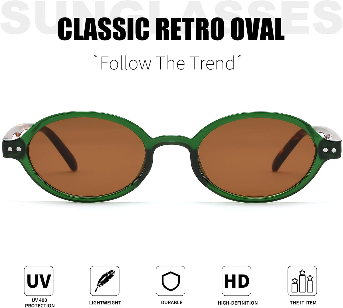 ÉÌƷͼƬ 3 | B0GV61HCD9 | FEISEDY Retro Oval Sunglasses for Women Small 90s Y2K UV Protection B1584