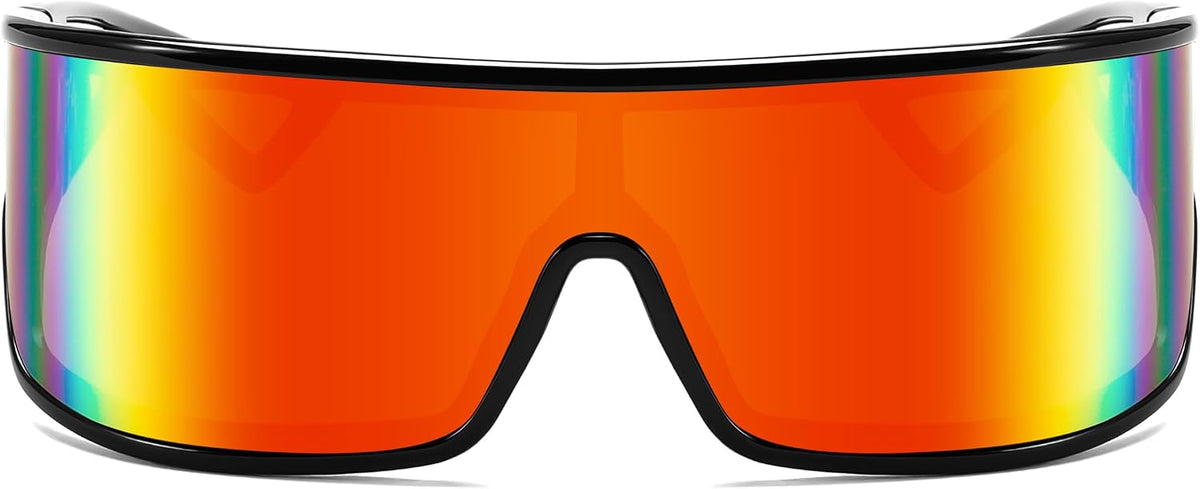 ÉÌƷͼƬ 29 | B0D3PKKSD9 | FEISEDY Trendy Futuristic Wrap Sunglasses Flat Top Mirrored One Piece Lens Reflective Sun Glasses for Women Men B0161