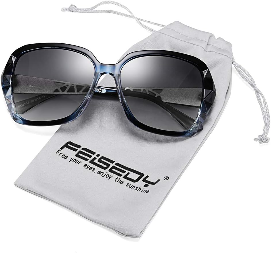 商品图片 7 | B079GT4RXH | FEISEDY Polarized Women Square Sunglasses Sparkling Composite Shiny Frame B2289