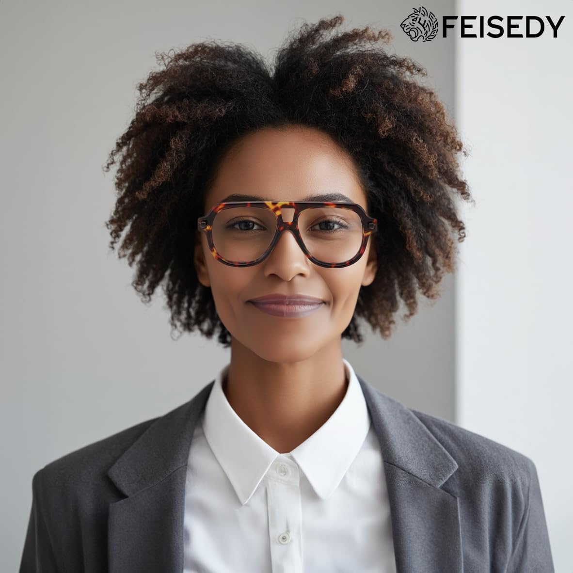 商品图片 2 | B0F32R72G4 | FEISEDY Stylish Reading Glasses for Woman Men Trendy Retro Double Bridge Readers B0287