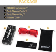 ÉÌƷͼƬ 37 | B0B12FXZW5 | FEISEDY Rectangle Sunglasses for Women Men Retro Y2k 90s Thick Frame Chunky Square Sunglasses UV400 Protection B2307