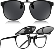 Black-grey Lens / 54 Millimeters | B0HDT1YS6K | FEISEDY Polarized Flip-Up Clip On Sunglasses Over Prescription B0486