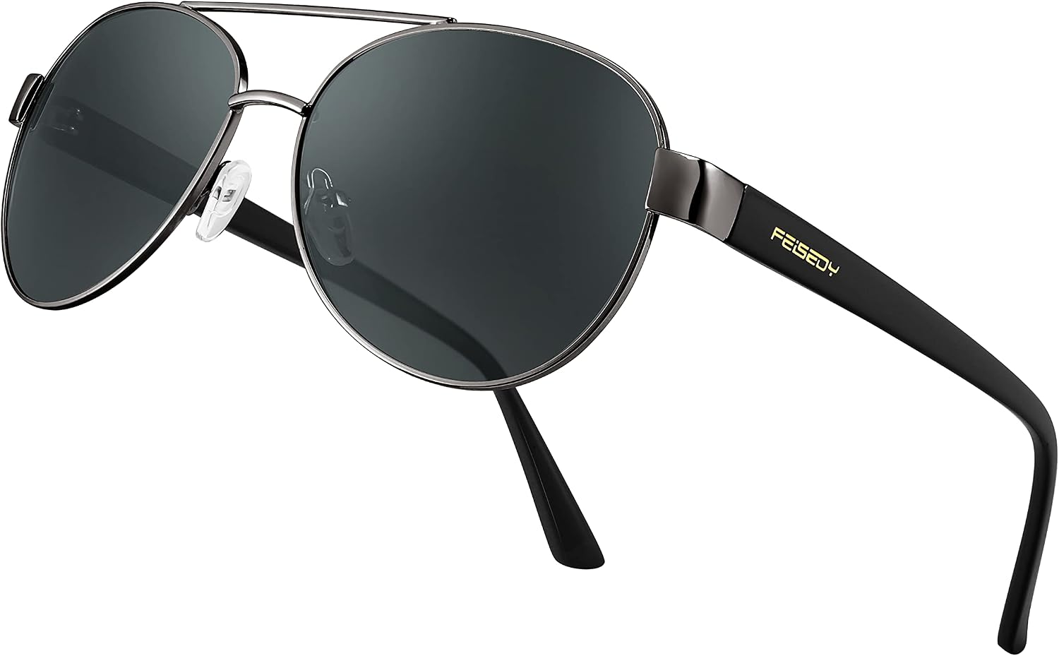 001 Gun Frame/ Grey Lenses / 60 Millimeters | B0BXXDDGWJ | FEISEDY Classic Aviator Sunglasses for Women Pilot Polarized Sunglasses Men UV400 Protection for Driving Fishing Golf B4109