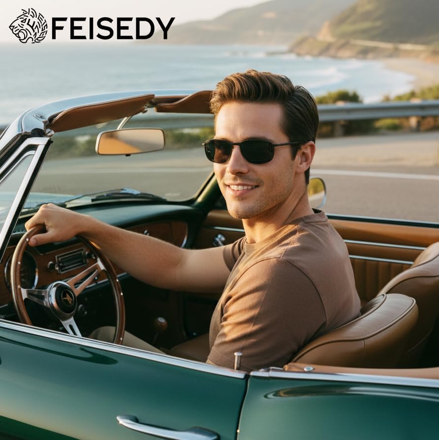 商品图片 2 | B07GSRV2H5 | FEISEDY Rectangle Polarized Square Sunglasses for Men Women B2444