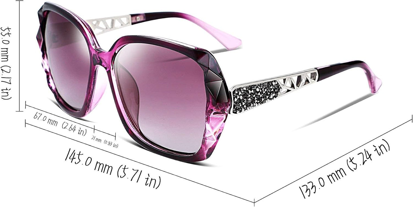 商品图片 72 | B079GT4RXH | FEISEDY Polarized Women Square Sunglasses Sparkling Composite Shiny Frame B2289