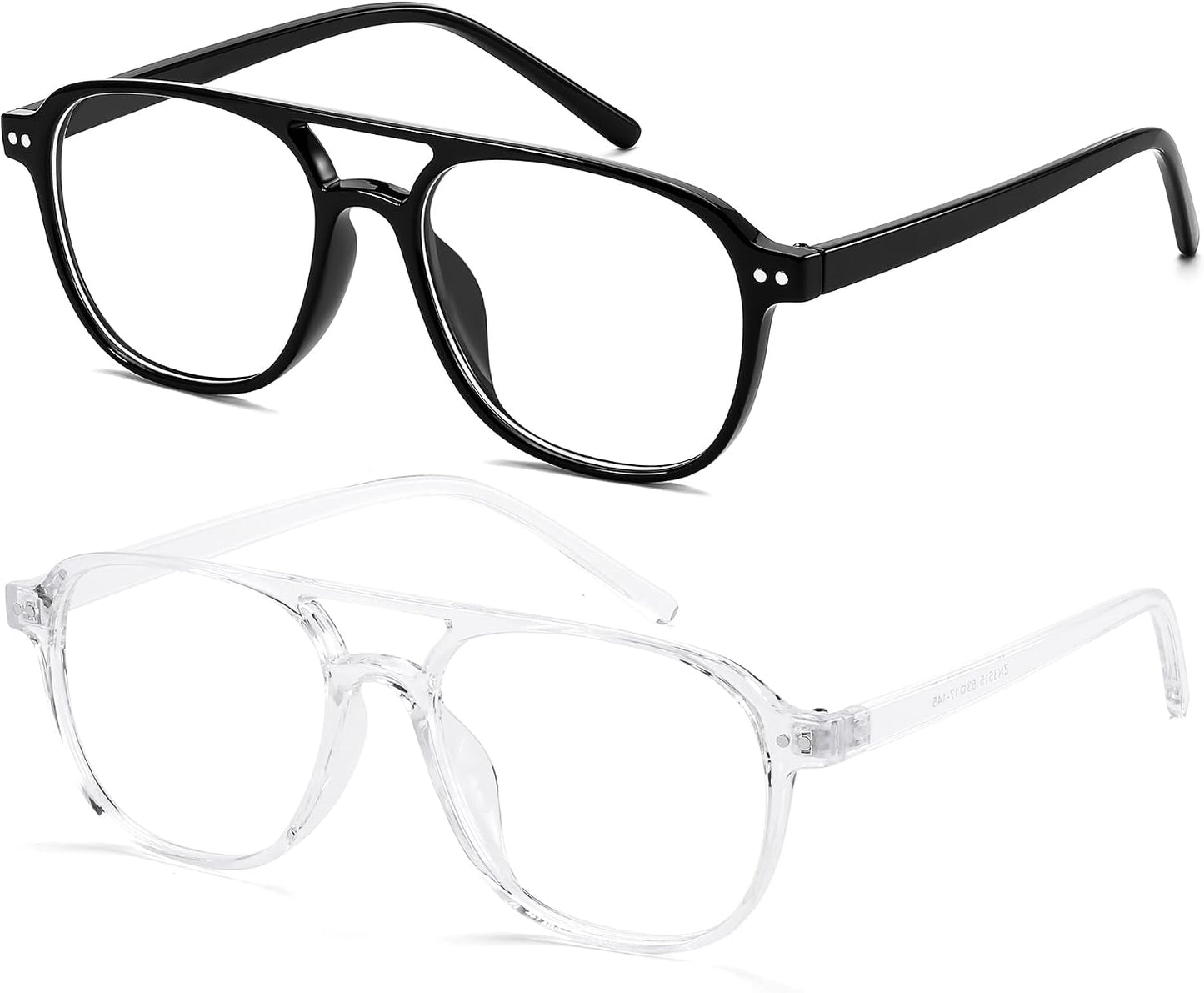 Black+transparent / 50 Millimeters | B0G5PQRCFY | FEISEDY Blue Light Blocking Glasses Women Men Square Computer Lightweight Pilot Glasses Anti Eyestrain & UV Glare B0141