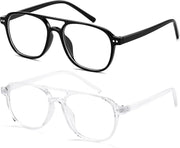 Black+transparent / 50 Millimeters | B0G5PQRCFY | FEISEDY Blue Light Blocking Glasses Women Men Square Computer Lightweight Pilot Glasses Anti Eyestrain & UV Glare B0141