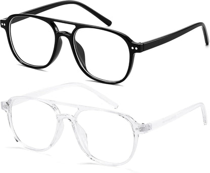 Black+transparent / 50 Millimeters | B0G5PQRCFY | FEISEDY Blue Light Blocking Glasses Women Men Square Computer Lightweight Pilot Glasses Anti Eyestrain & UV Glare B0141