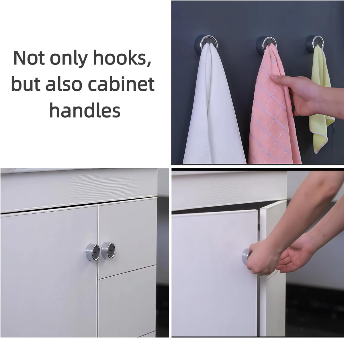 商品图片 5 | B0GR8JC8FT | 3Pcs Towel Embedded Hooks Round Self Adhesive Dish Towel Holder Wall Mount Hook Tea Towel Rack Hanger for Cabinet Door