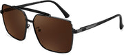 Sand Black Frame Brown Lens / 52 Millimeters | B0CP1ZTVF5 | FEISEDY Trendy Polarized Aviator Sunglasses Womens Mens Retro Square Double Bridge Metal 90s Shades B0098