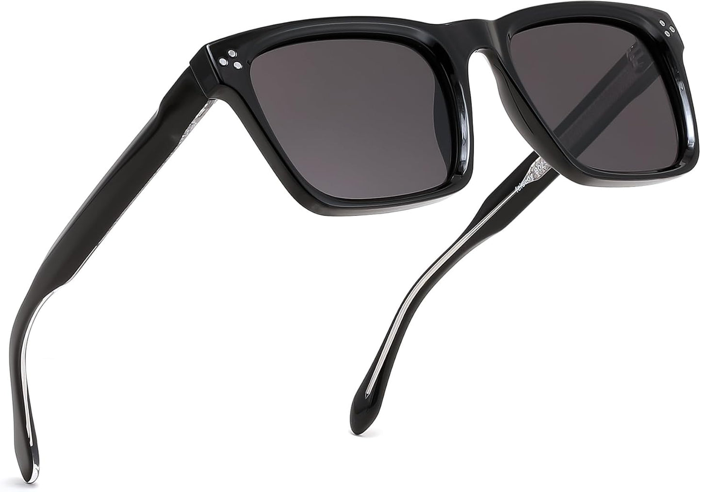 Black/Grey / 52 Millimeters | B0FHCH6ZW2 | FEISEDY Trendy Square Polarized Sunglasses For Men Women Thick Frame B0294