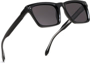Black/Grey / 52 Millimeters | B0FHCH6ZW2 | FEISEDY Trendy Square Polarized Sunglasses For Men Women Thick Frame B0294
