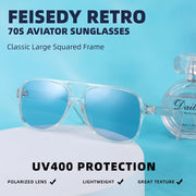 ÉÌƷͼƬ 134 | B0CB543WBD | FEISEDY Vintage Retro 70s Plastic Aviator Sunglasses Women Men Classic Large Squared Frame B2751