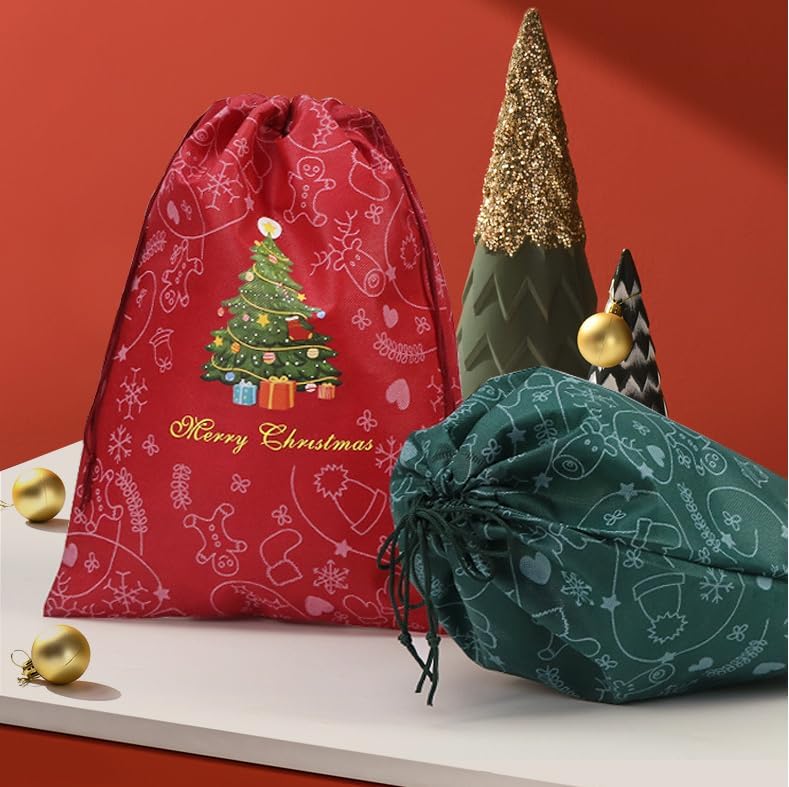 商品图片 5 | B0FNM9L51G | Christmas Drawstring Gift Bags Festive Tree Pattern Christmas, Dust Bag for Parties, Decorations Daily Storage