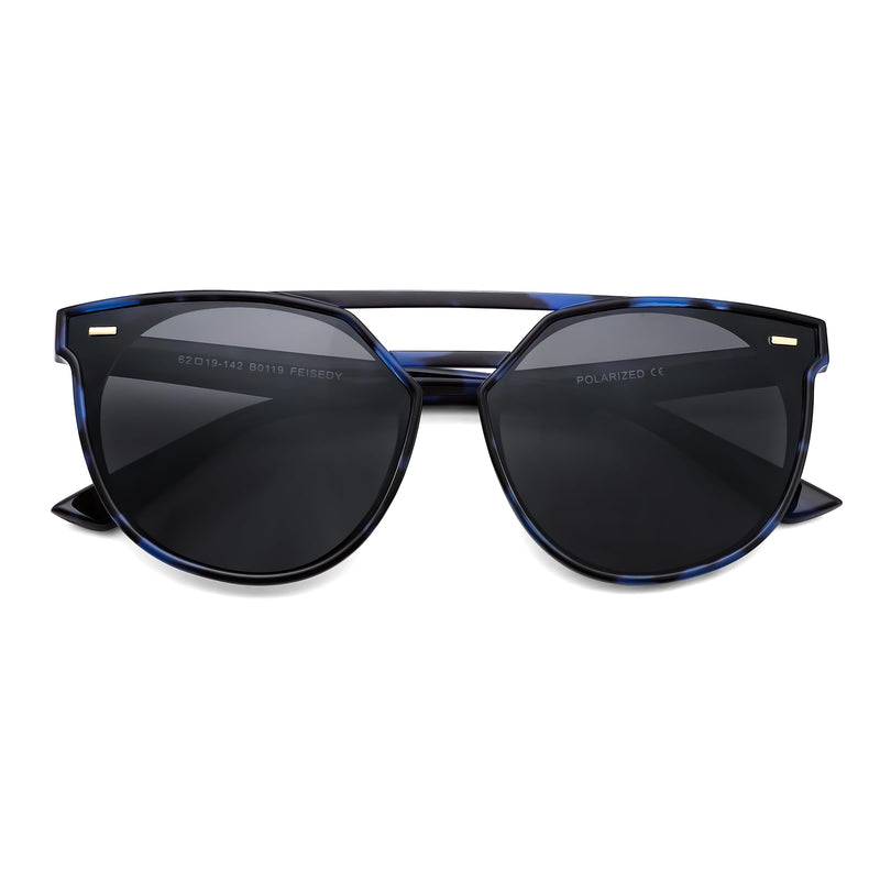 FEISEDY Women's Cat Eye Aviator Sunglasses- Polarized UV400 for Driving & Travel, Vintage Oversized Fashion B0119