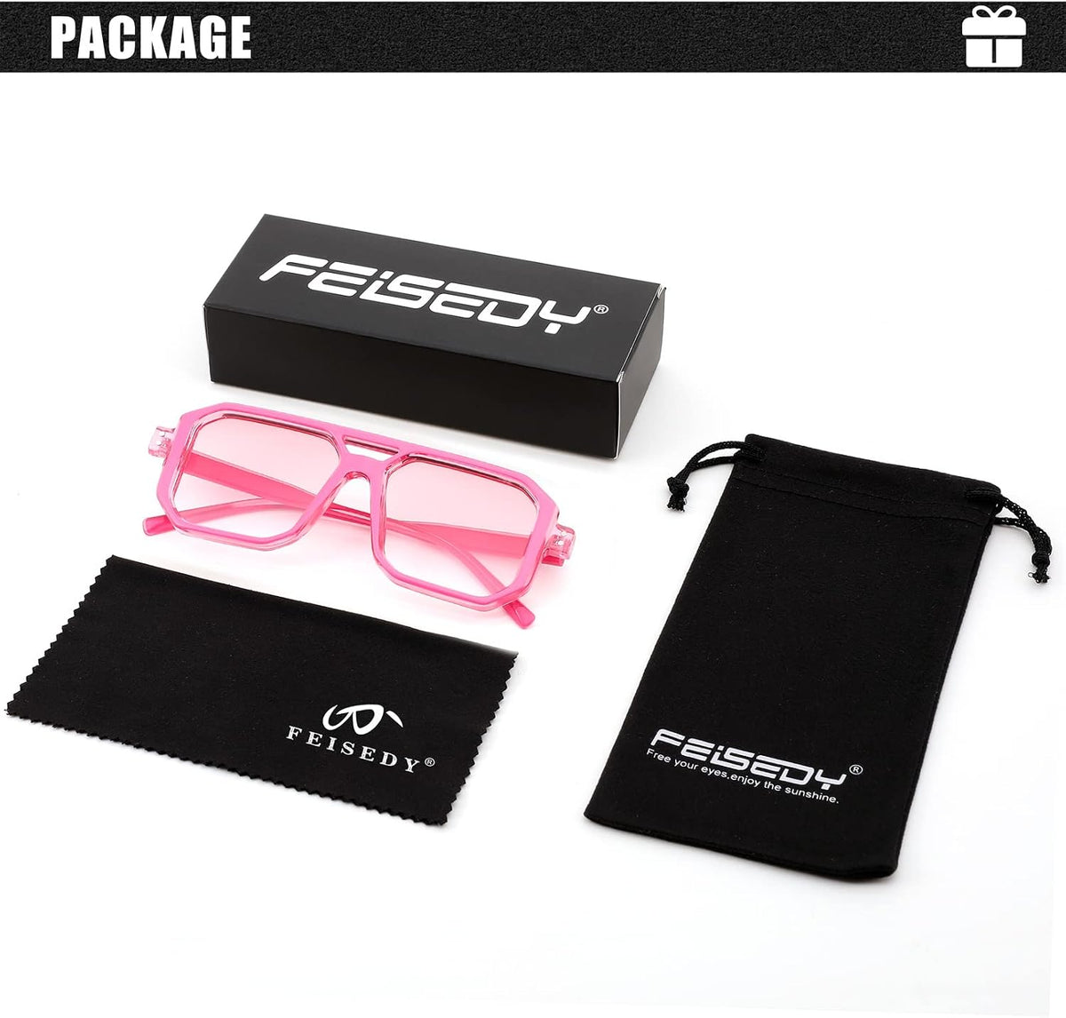 ÉÌƷͼƬ 8 | B0B9BNZRMZ | FEISEDY Retro Aviator Square Sunglasses for Women Men UV400 B2939