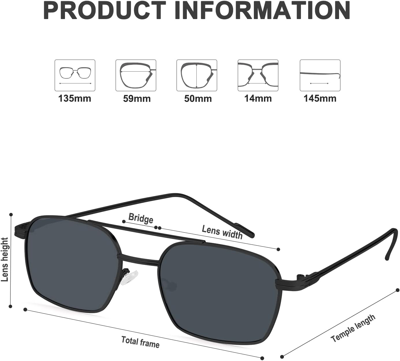 商品图片 52 | B09GKB6G1G | FEISEDY Fashion Square Aviator Sunglasses Women Men Trendy Retro Metal Frame Sun Glasses Candy Color Lens B1036