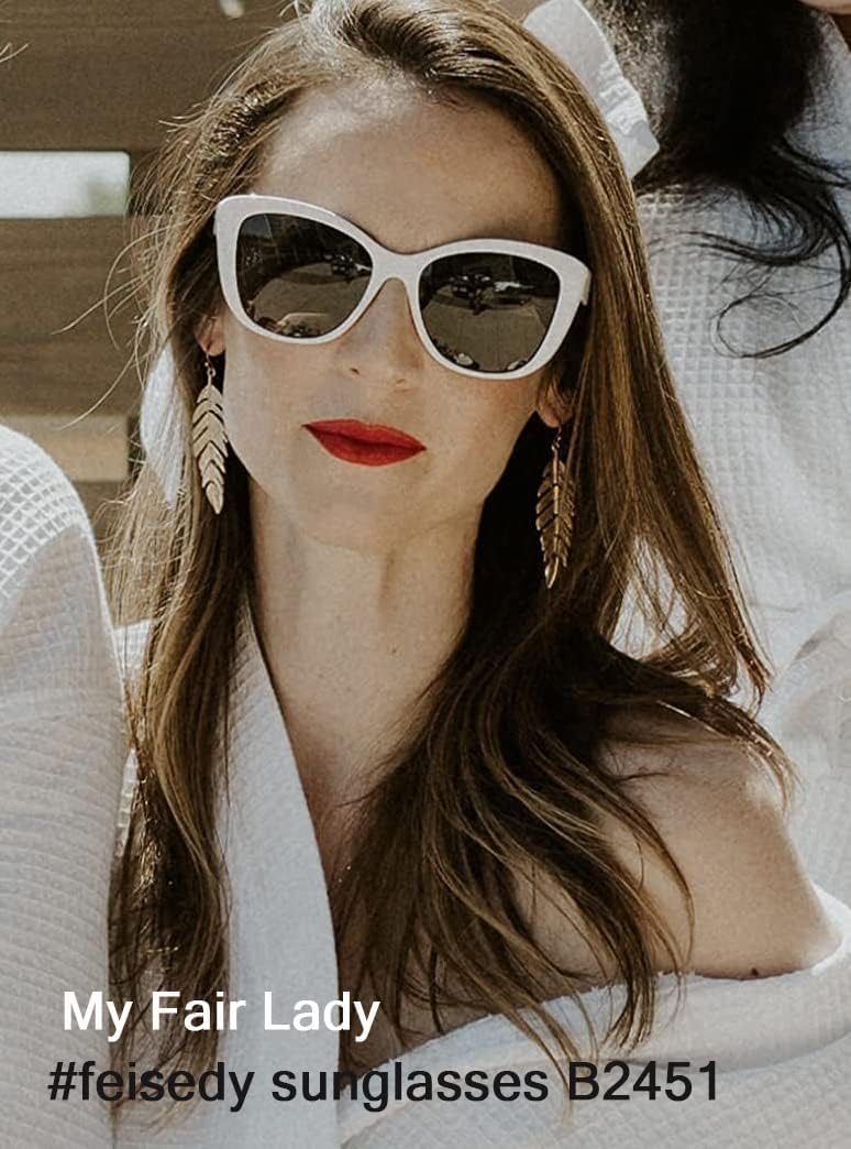 ÉÌƷͼƬ 29 | B07M9V125F | FEISEDY Polarized Vintage Sunglasses American Womens Square Jackie O Cat Eye Sunglasses B2451