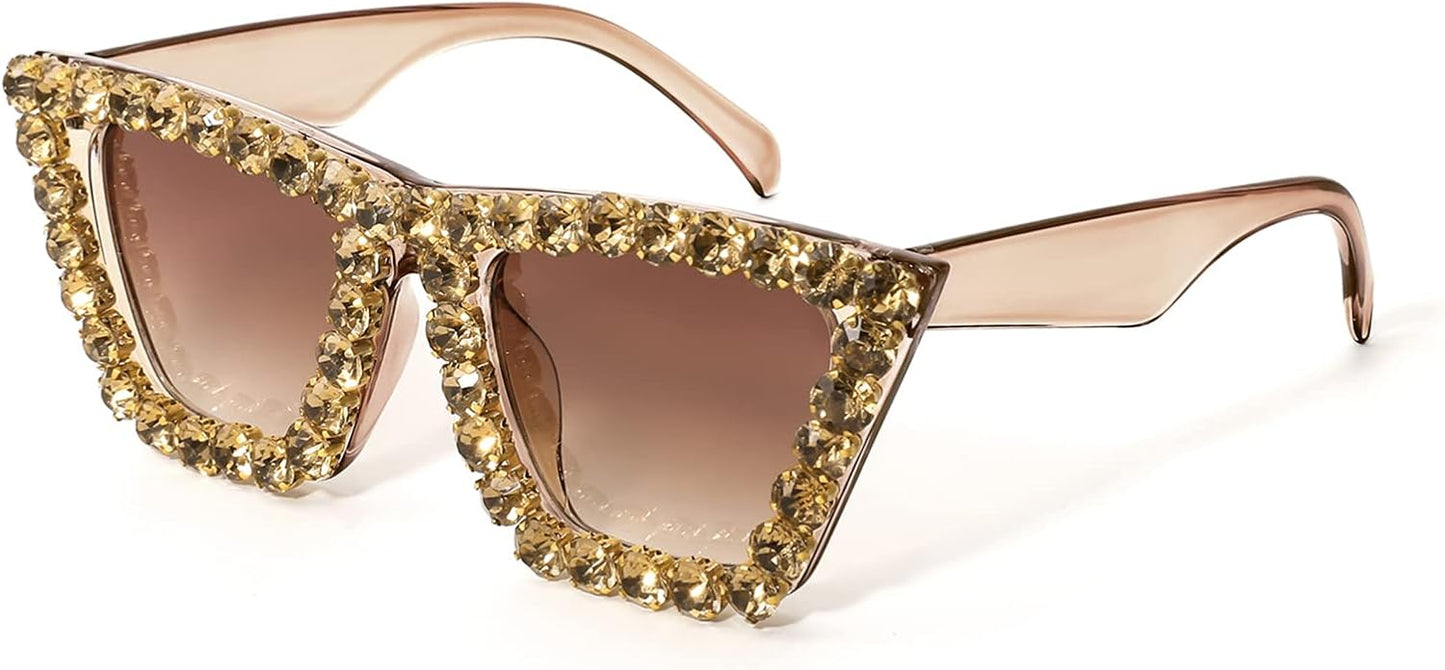 商品图片 26 | B09V7X56D4 | FEISEDY Women Crystal Square Cat Eye Sunglasses Sparkling Trendy Retro Cateye Sunglasses B2898