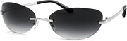 003 Grey Frame | Gradient Grey Lens / 62 Millimeters | B0BZPFLJCR | FEISEDY Trendy Rimless Oval Sunglasses for Women Men Retro 90s Eyewear Frame Y2K Glasses B2393