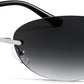 003 Grey Frame | Gradient Grey Lens / 62 Millimeters | B0BZPFLJCR | FEISEDY Trendy Rimless Oval Sunglasses for Women Men Retro 90s Eyewear Frame Y2K Glasses B2393