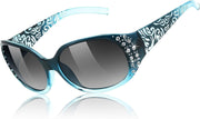 Gradual Blue Frame & Gradual Grey Lens / 57 Millimeters | B0FZT3LNB5 | FEISEDY Women's Polarized Sunglasses Wrap Around Rhinestone Design Fashion Sunnies UV400 Protection B1091