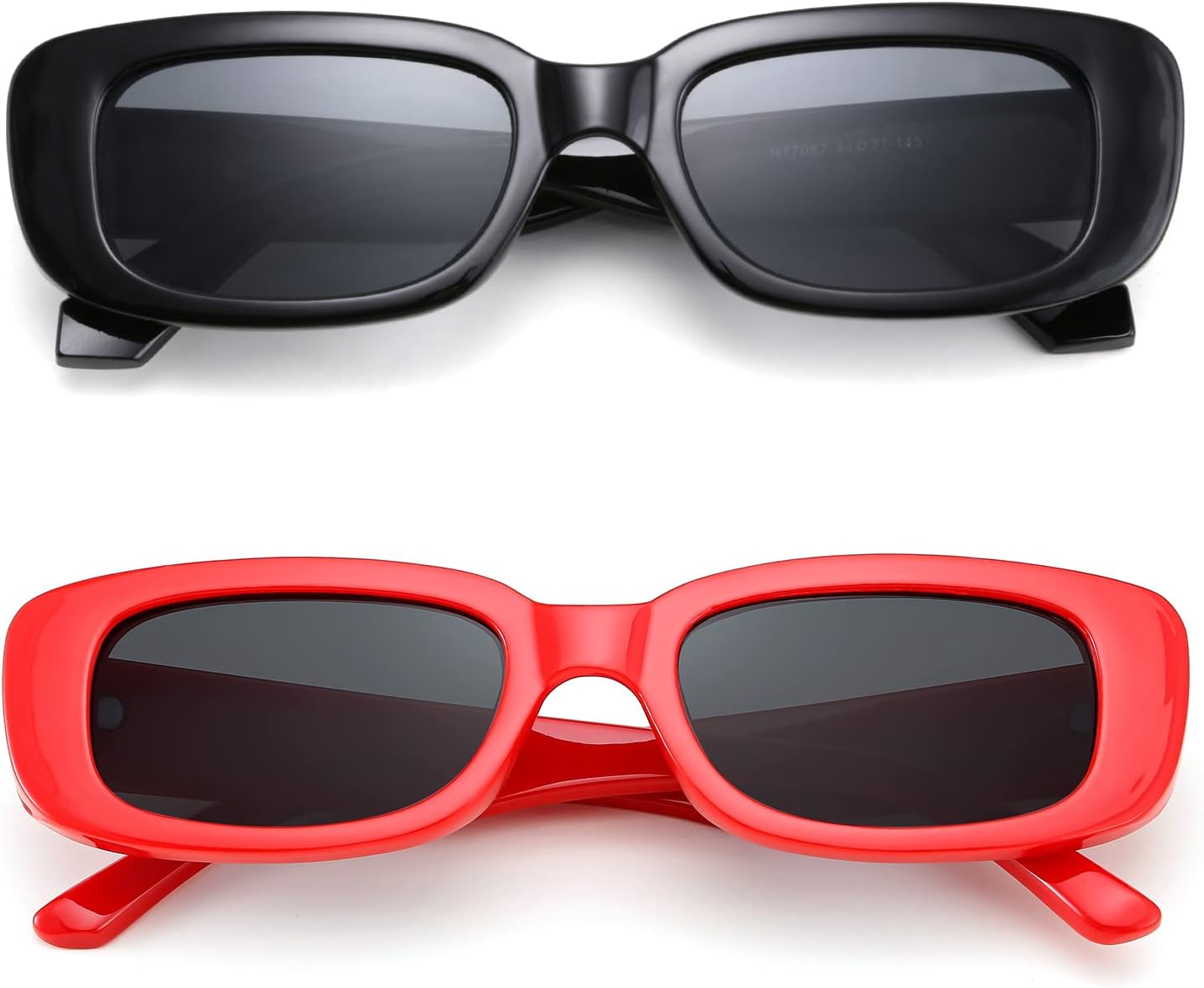 商品图片 3 | B09XM65NG6 | FEISEDY 2PACK Rectangle Retro Sunglasses 90s Chunky Small Cool Square Glasses B7039-F2