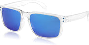 Polarized Blue Mirrored Lenses With Transparent Temples 005 / 54 Millimeters | B0CS6M14GN | FEISEDY Men Sunglasses Polarized,Square Vintage Cycling Running Fishing Golf Hiking Sports Sun Glasses B0080