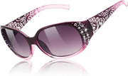 Gradual Purple Frame & Gradual Purple Lens / 57 Millimeters | B0FZSZXXXY | FEISEDY Women's Polarized Sunglasses Wrap Around Rhinestone Design Fashion Sunnies UV400 Protection B1091