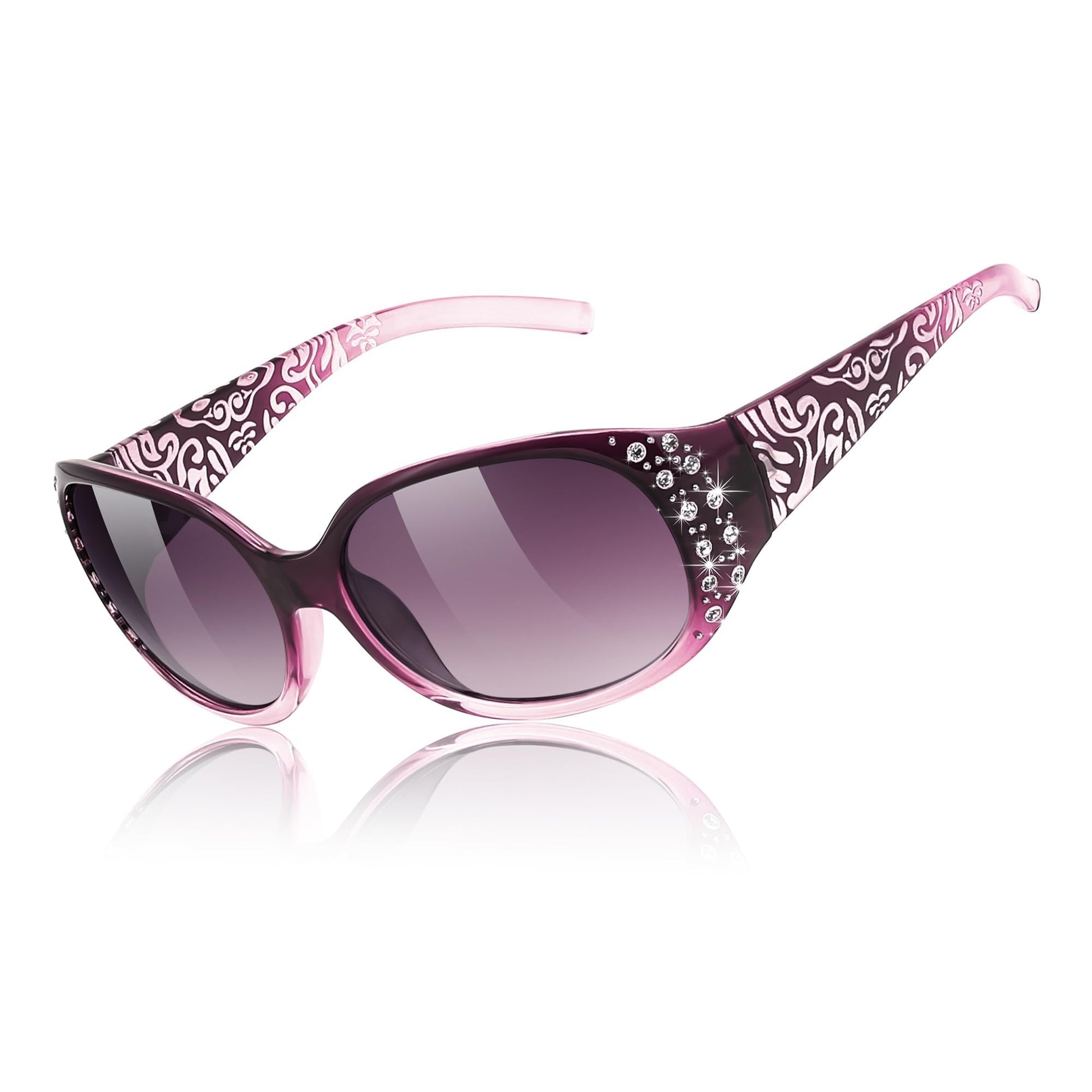 FEISEDY Women's Polarized Sunglasses Wrap Around Rhinestone Design Fashion Sunnies UV400 Protection B1091