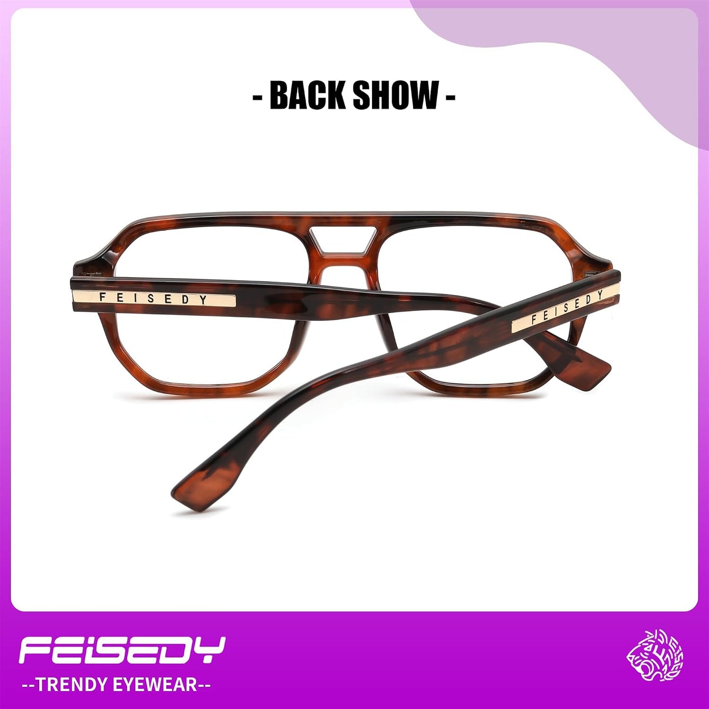 商品图片 7 | B0FHKFDMDZ | FEISEDY Aviator Blue Light Glasses for Men Women, Retro 70s Style Design TR90 Anti Glare Digital Eyestrain & Daily Wear B0284