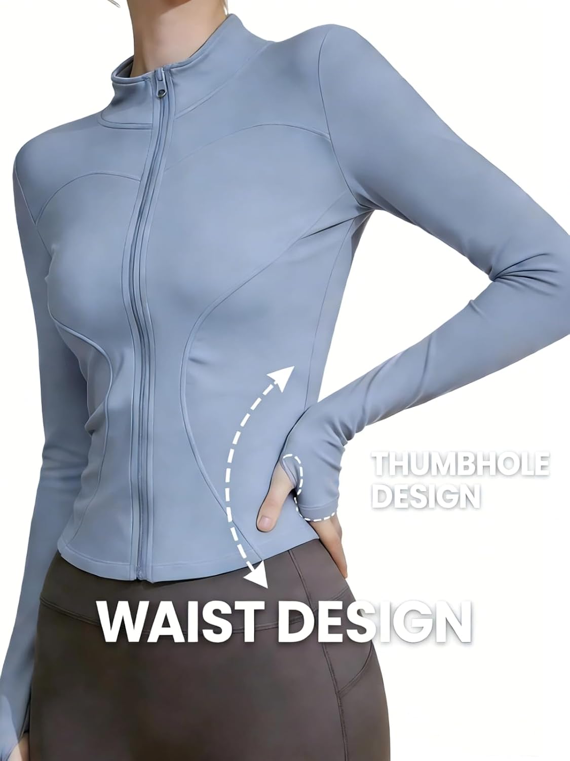 商品图片 4 | B0GFW1PJVL | Athletic Jackets For Women Zip-Up Moisture-Wicking Quick-Dry Lightweight Long Sleeve With Thumb Holes for Yoga, Gym, Running