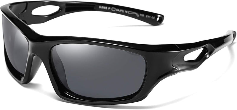 Black / 54 Millimeters | B07JLZJB9K | FEISEDY Kids Polarized Sport Sunglasses Rubber Frame Boys Girls 3 to 12 Age Children Gift B2453